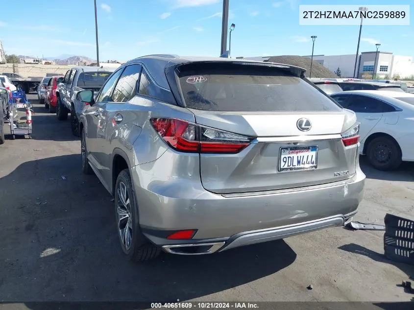 2022 Lexus Rx 350 VIN: 2T2HZMAA7NC259889 Lot: 40651609