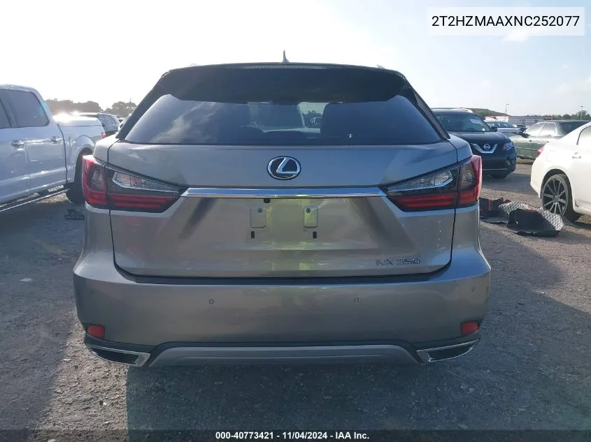 2022 Lexus Rx 350 VIN: 2T2HZMAAXNC252077 Lot: 40773421