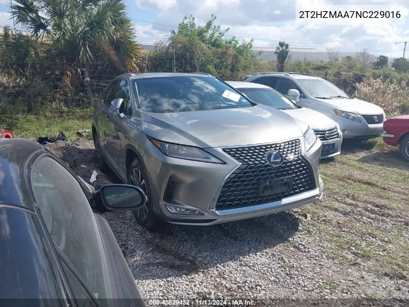 2022 Lexus Rx 350 VIN: 2T2HZMAA7NC229016 Lot: 40829432