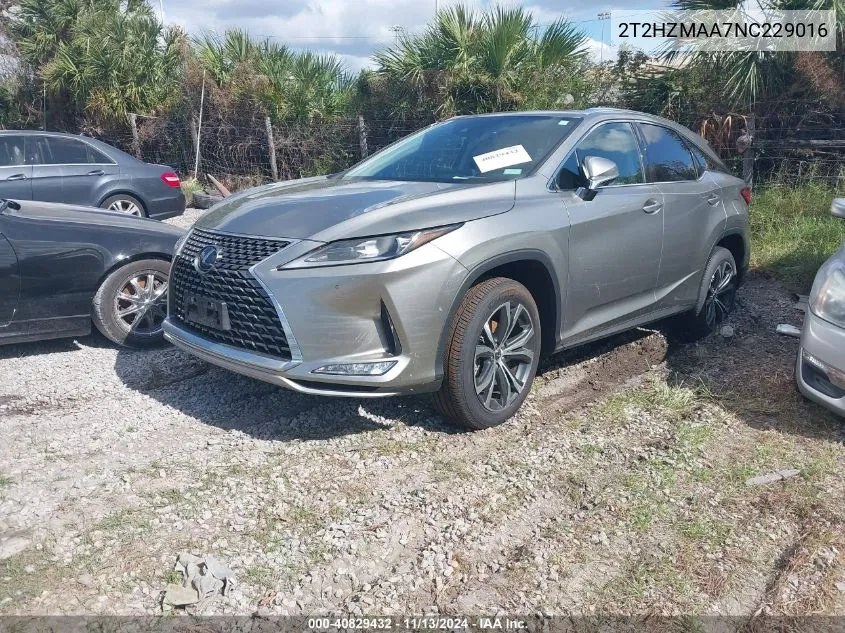 2022 Lexus Rx 350 VIN: 2T2HZMAA7NC229016 Lot: 40829432