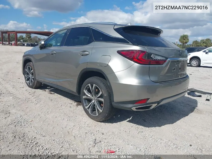 2022 Lexus Rx 350 VIN: 2T2HZMAA7NC229016 Lot: 40829432