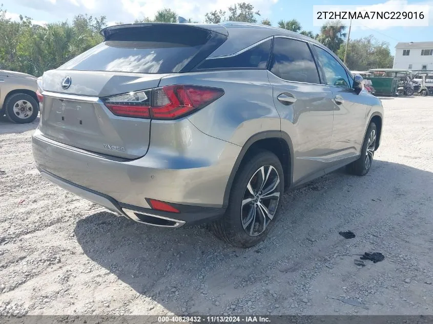 2022 Lexus Rx 350 VIN: 2T2HZMAA7NC229016 Lot: 40829432