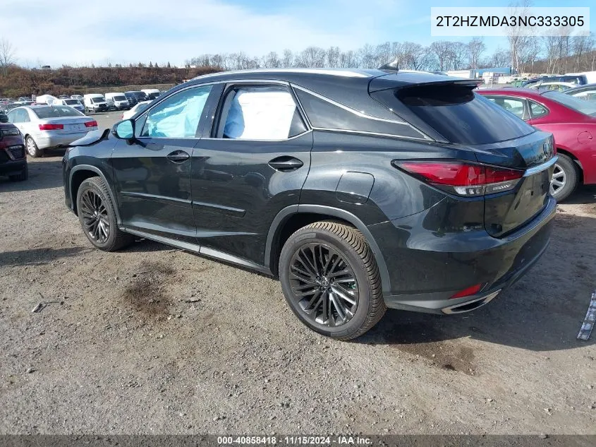 2022 Lexus Rx 350 VIN: 2T2HZMDA3NC333305 Lot: 40858418