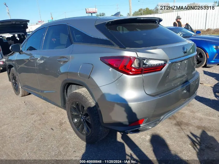 2022 Lexus Rx 350 VIN: 2T2HZMAA0NC253318 Lot: 40858848