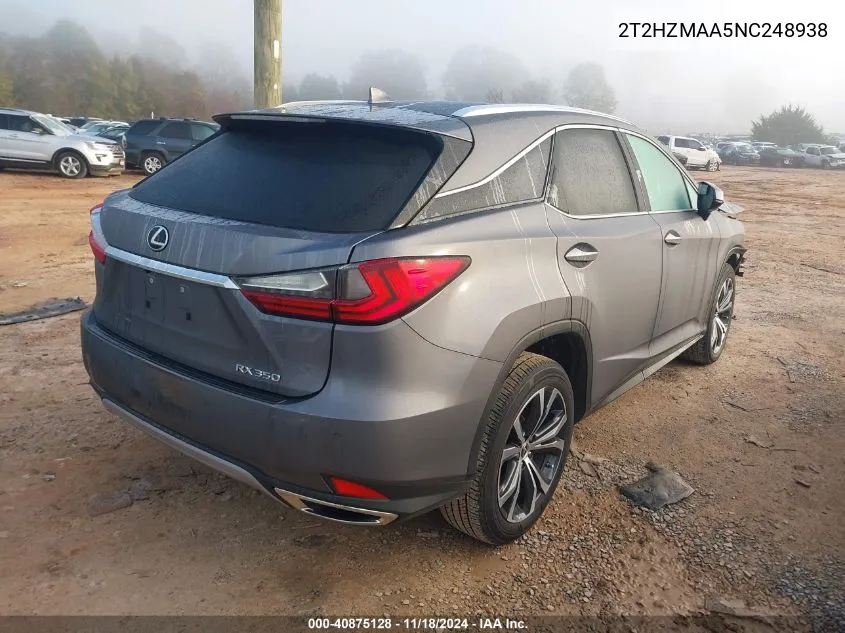 2022 Lexus Rx 350 VIN: 2T2HZMAA5NC248938 Lot: 40875128