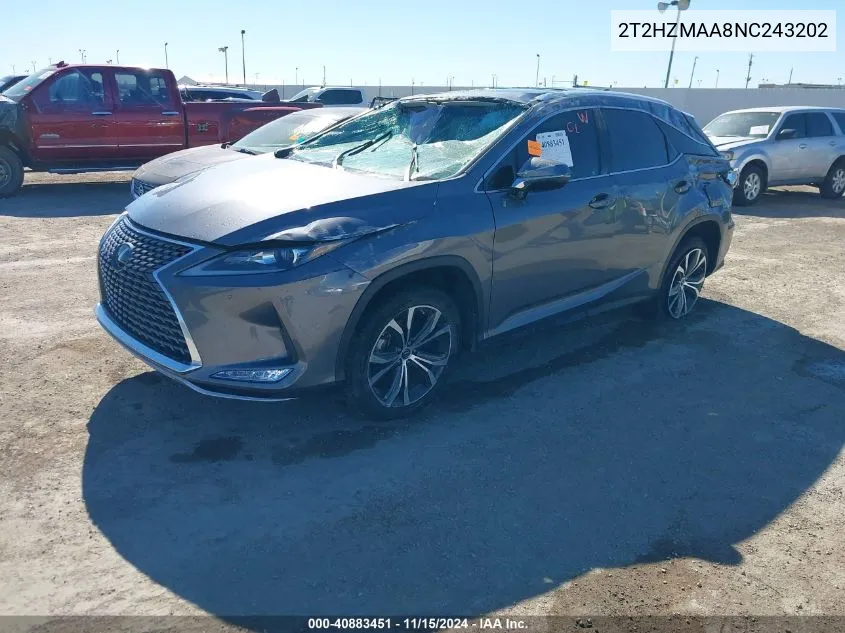 2022 Lexus Rx 350 VIN: 2T2HZMAA8NC243202 Lot: 40883451