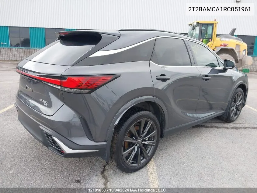 2024 Lexus Rx 350 Base/350 Premium/350 Premium Plus/350 Luxury/350 F Sport VIN: 2T2BAMCA1RC051961 Lot: 12101050