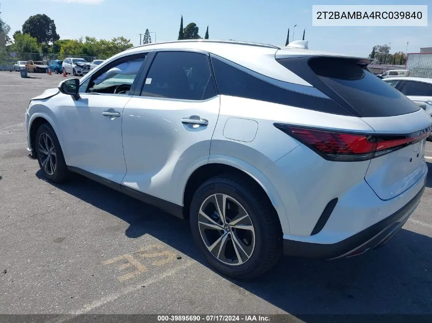 2024 Lexus Rx 350 Premium VIN: 2T2BAMBA4RC039840 Lot: 39895690