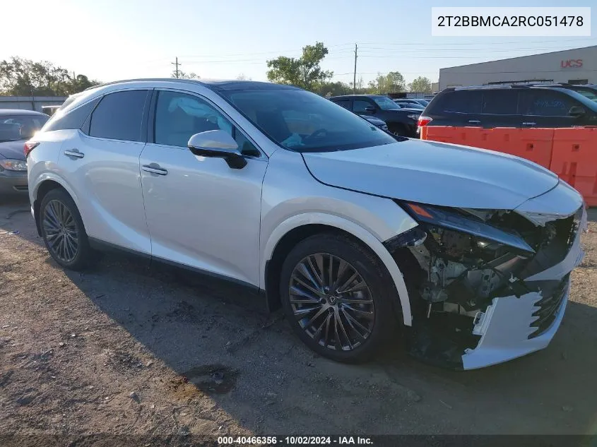 2024 Lexus Rx 350H Luxury VIN: 2T2BBMCA2RC051478 Lot: 40466356