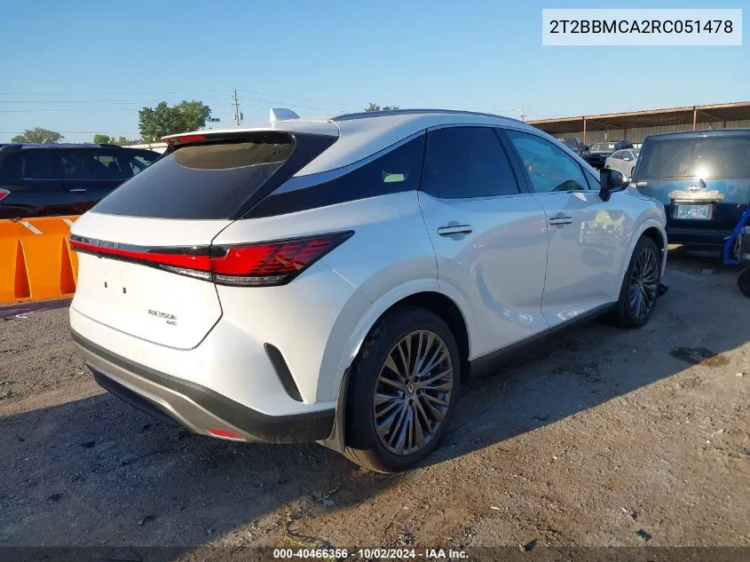 2024 Lexus Rx 350H Luxury VIN: 2T2BBMCA2RC051478 Lot: 40466356