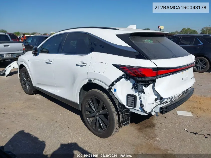 2024 Lexus Rx 350 350 Base/350 Premium/350 VIN: 2T2BAMCA1RC043178 Lot: 40471505