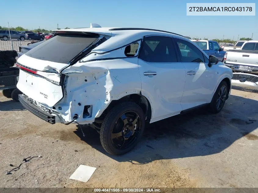 2024 Lexus Rx 350 350 Base/350 Premium/350 VIN: 2T2BAMCA1RC043178 Lot: 40471505