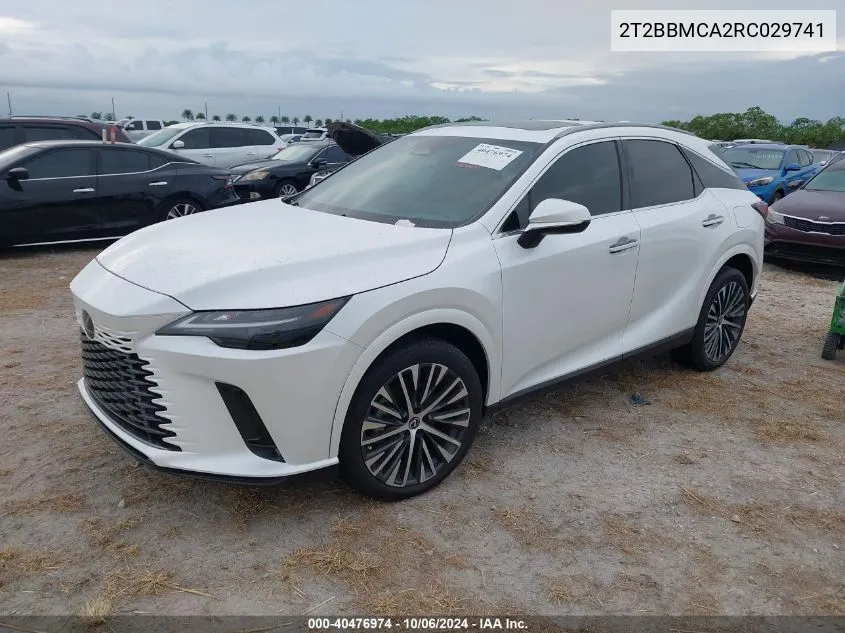 2024 Lexus Rx 350H Premium Plus VIN: 2T2BBMCA2RC029741 Lot: 40476974