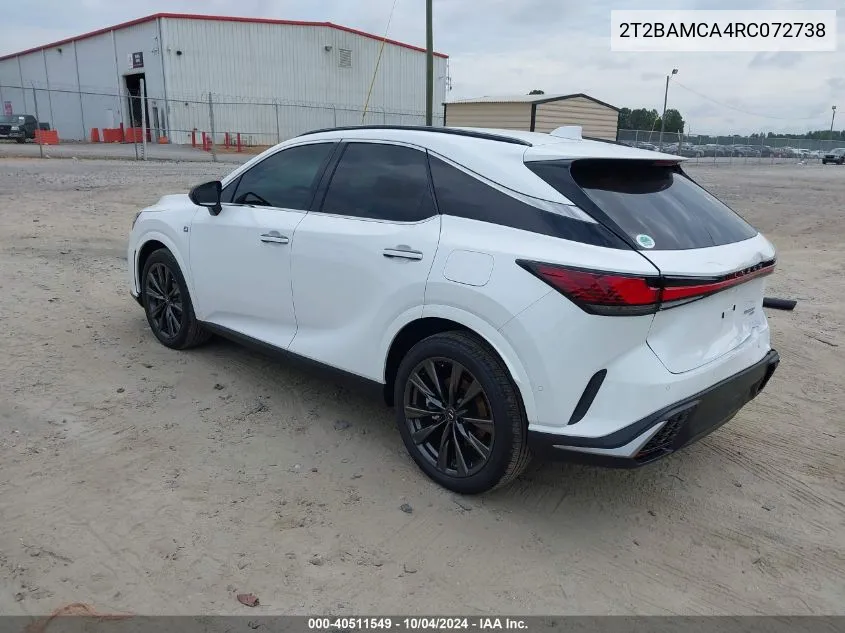 2024 Lexus Rx 350 F Sport Handling VIN: 2T2BAMCA4RC072738 Lot: 40511549