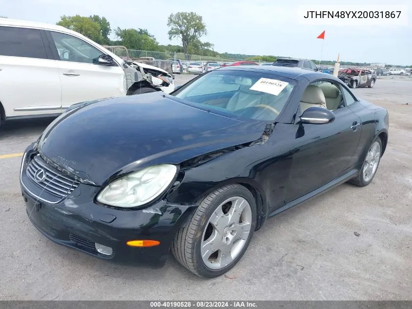 2002 Lexus Sc 430 VIN: JTHFN48YX20031867 Lot: 40190528