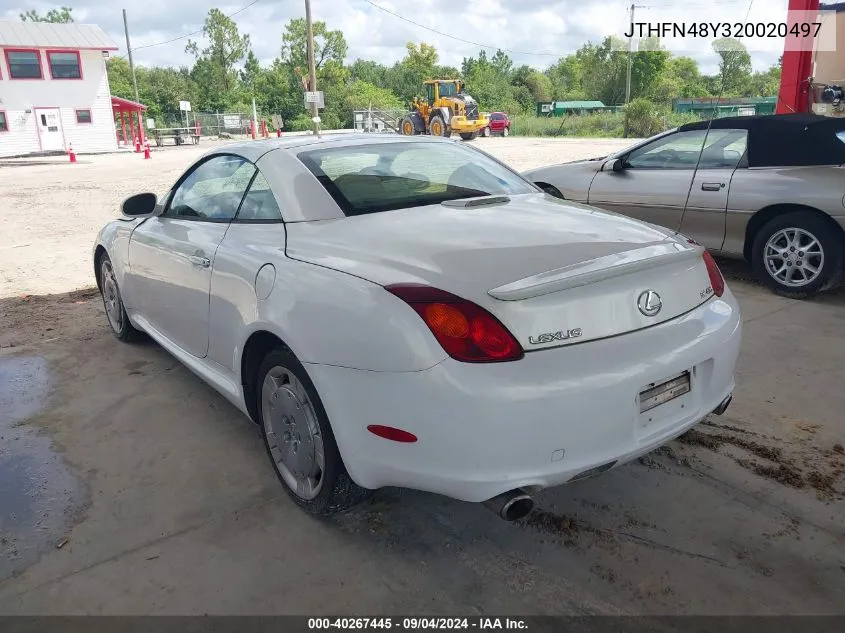 2002 Lexus Sc 430 VIN: JTHFN48Y320020497 Lot: 40267445