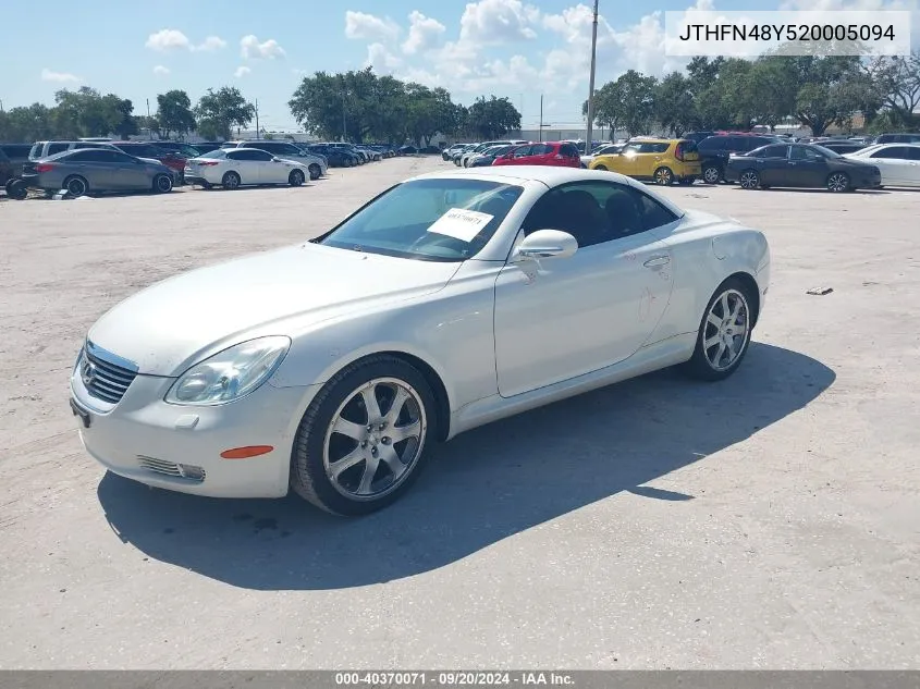 2002 Lexus Sc 430 VIN: JTHFN48Y520005094 Lot: 40370071