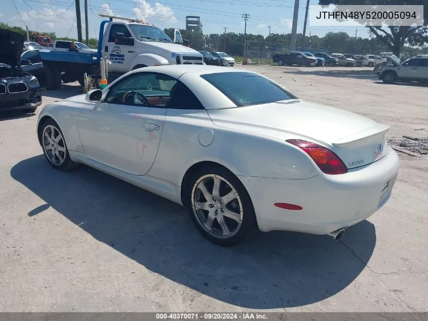 2002 Lexus Sc 430 VIN: JTHFN48Y520005094 Lot: 40370071