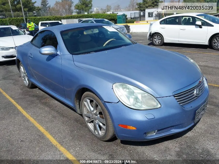 2002 Lexus Sc 430 VIN: JTHFN48Y420035039 Lot: 40416673