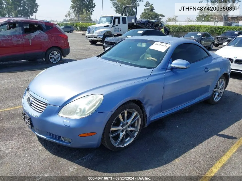 2002 Lexus Sc 430 VIN: JTHFN48Y420035039 Lot: 40416673