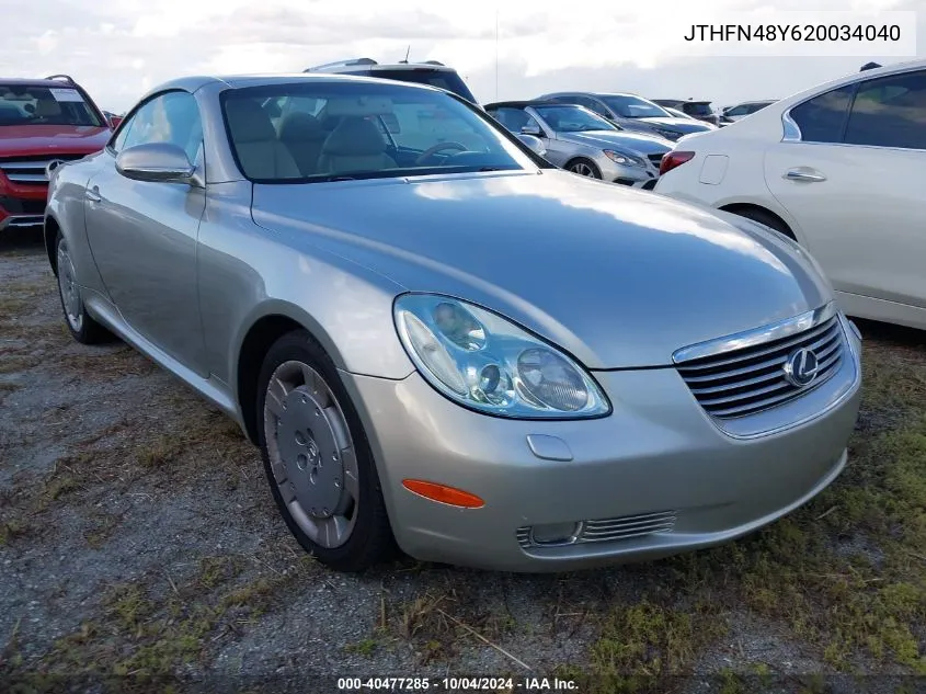 2002 Lexus Sc 430 VIN: JTHFN48Y620034040 Lot: 40477285