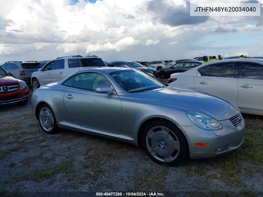 2002 Lexus Sc 430 VIN: JTHFN48Y620034040 Lot: 40477285