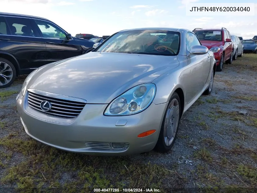 2002 Lexus Sc 430 VIN: JTHFN48Y620034040 Lot: 40477285