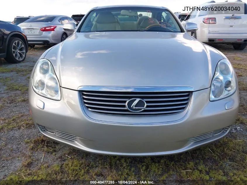 2002 Lexus Sc 430 VIN: JTHFN48Y620034040 Lot: 40477285