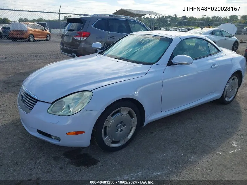 2002 Lexus Sc 430 VIN: JTHFN48Y020028167 Lot: 40481250