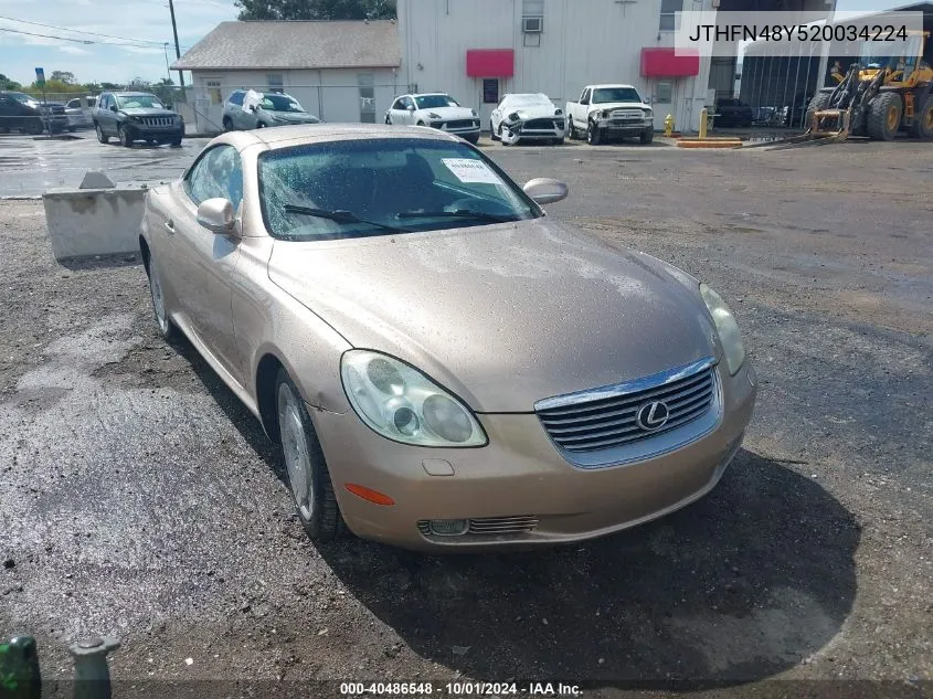 2002 Lexus Sc 430 VIN: JTHFN48Y520034224 Lot: 40486548