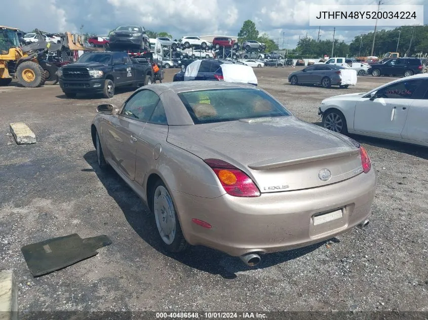 2002 Lexus Sc 430 VIN: JTHFN48Y520034224 Lot: 40486548