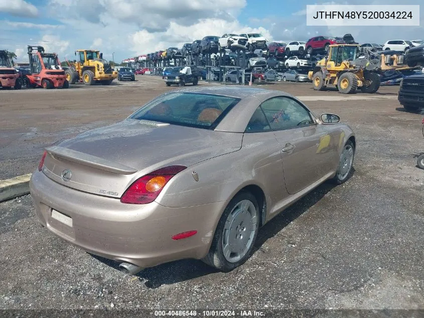 2002 Lexus Sc 430 VIN: JTHFN48Y520034224 Lot: 40486548