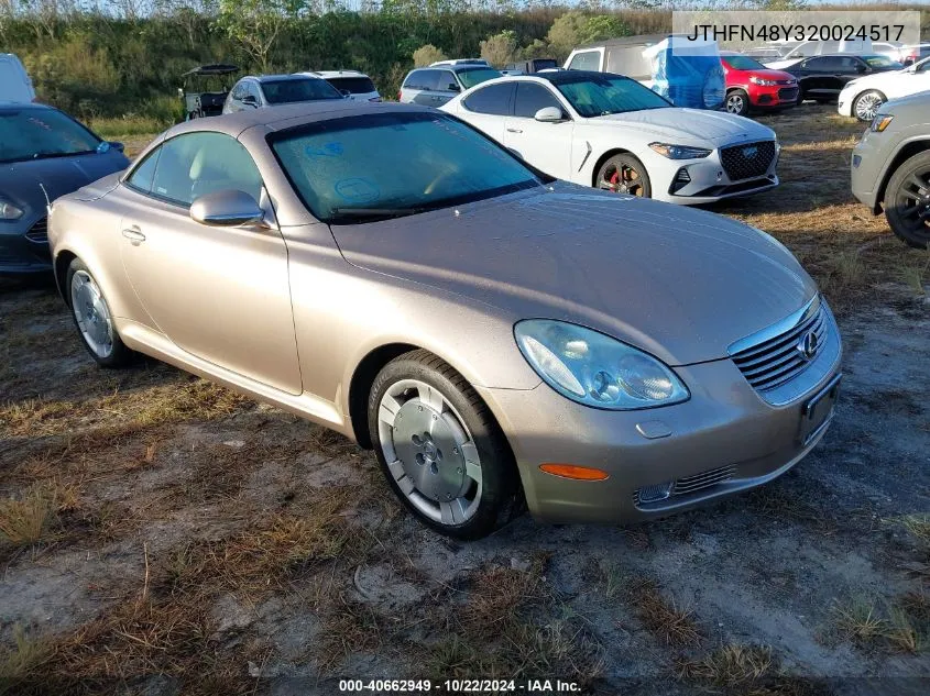 2002 Lexus Sc 430 VIN: JTHFN48Y320024517 Lot: 40662949