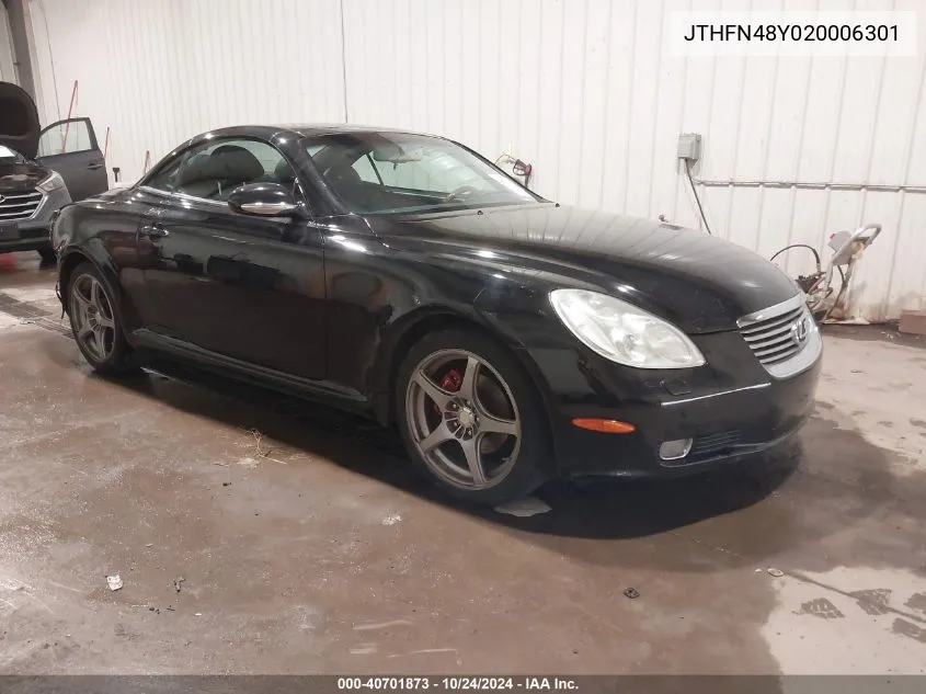 2002 Lexus Sc 430 VIN: JTHFN48Y020006301 Lot: 40701873