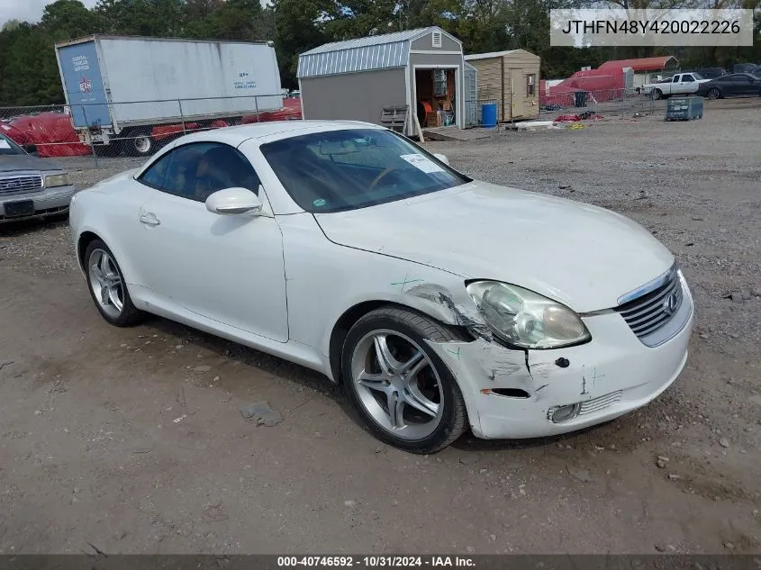 2002 Lexus Sc 430 VIN: JTHFN48Y420022226 Lot: 40746592