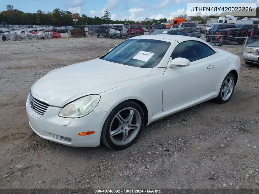 2002 Lexus Sc 430 VIN: JTHFN48Y420022226 Lot: 40746592