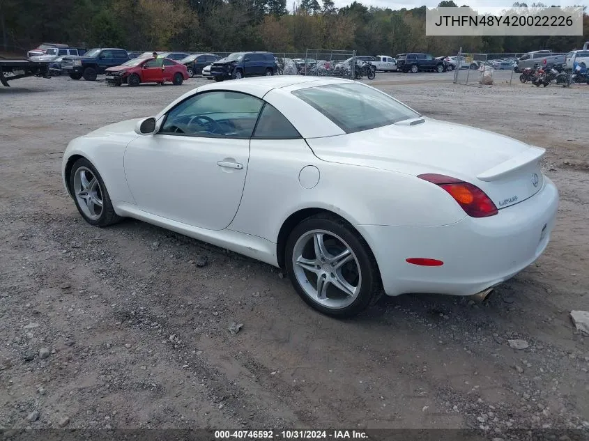 2002 Lexus Sc 430 VIN: JTHFN48Y420022226 Lot: 40746592