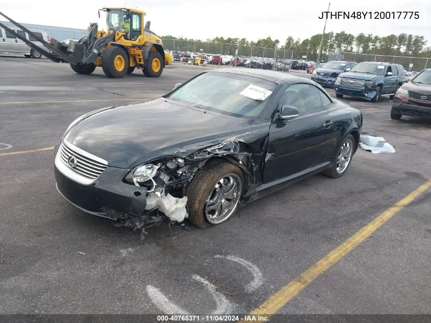 2002 Lexus Sc 430 VIN: JTHFN48Y120017775 Lot: 40765371