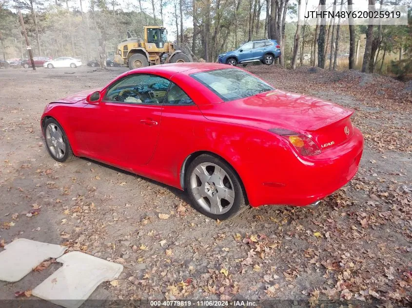 2002 Lexus Sc 430 VIN: JTHFN48Y620025919 Lot: 40779819