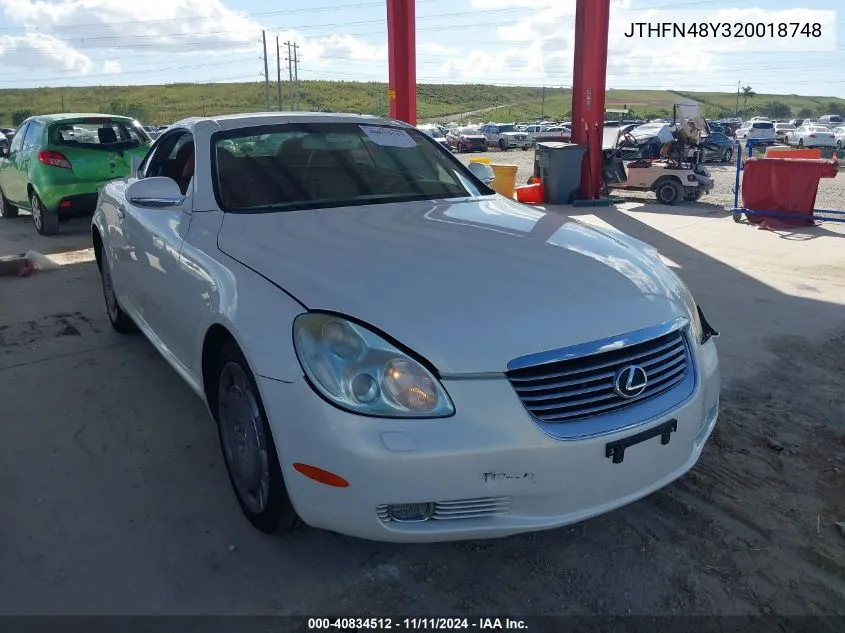 2002 Lexus Sc 430 VIN: JTHFN48Y320018748 Lot: 40834512