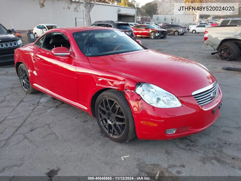 2002 Lexus Sc 430 VIN: JTHFN48Y520024020 Lot: 40845885