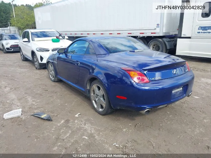 2003 Lexus Sc 430 VIN: JTHFN48Y030042829 Lot: 12112499