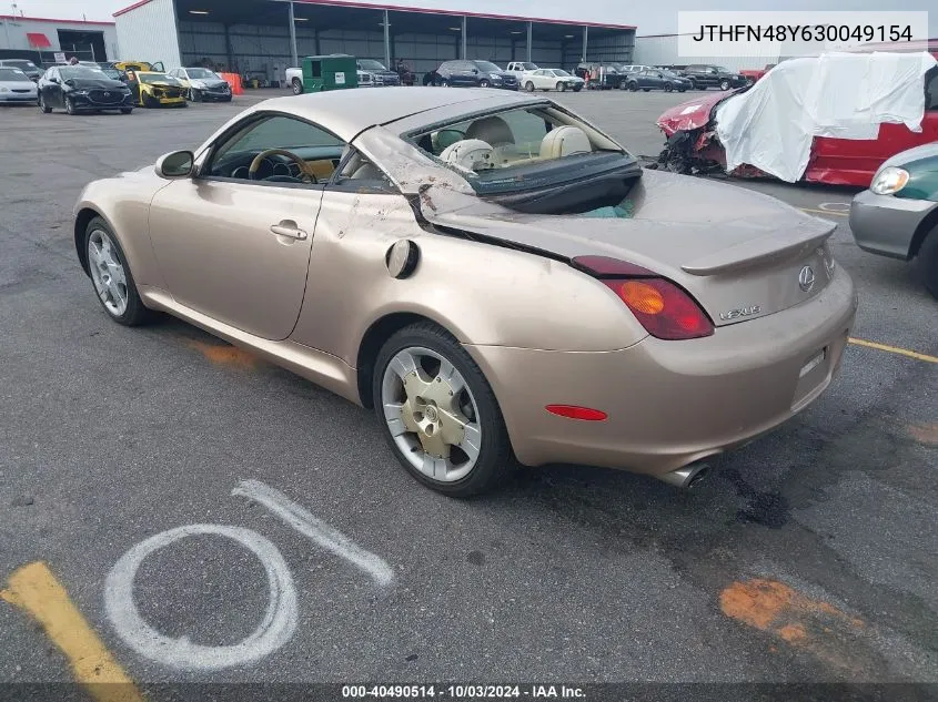 2003 Lexus Sc 430 VIN: JTHFN48Y630049154 Lot: 40490514