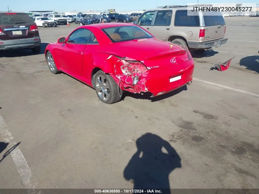 2003 Lexus Sc 430 VIN: JTHFN48Y230045277 Lot: 40636950