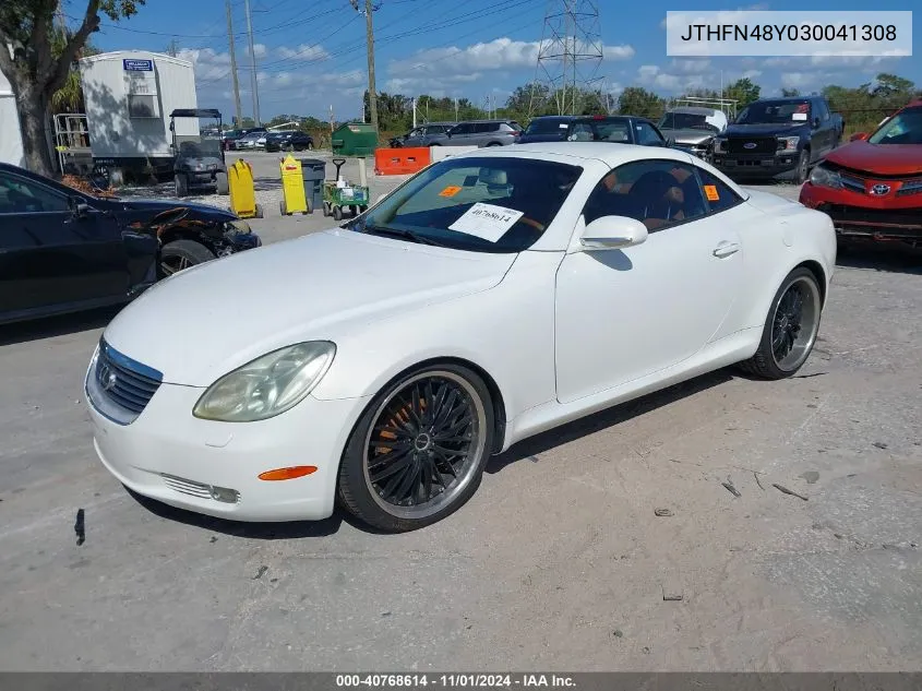 2003 Lexus Sc 430 VIN: JTHFN48Y030041308 Lot: 40768614