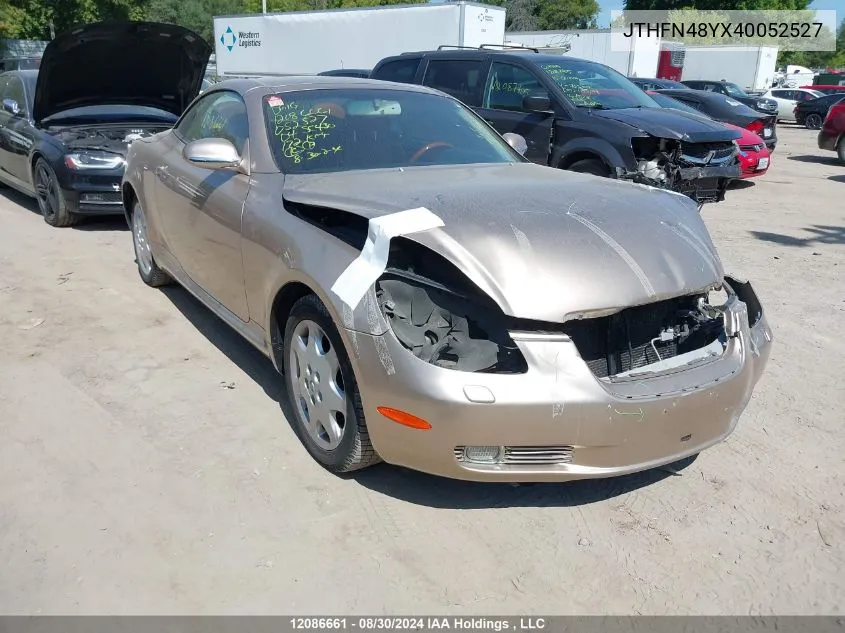 2004 Lexus Sc 430 VIN: JTHFN48YX40052527 Lot: 12086661