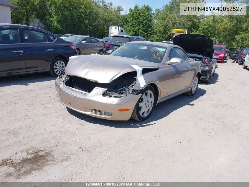 2004 Lexus Sc 430 VIN: JTHFN48YX40052527 Lot: 12086661