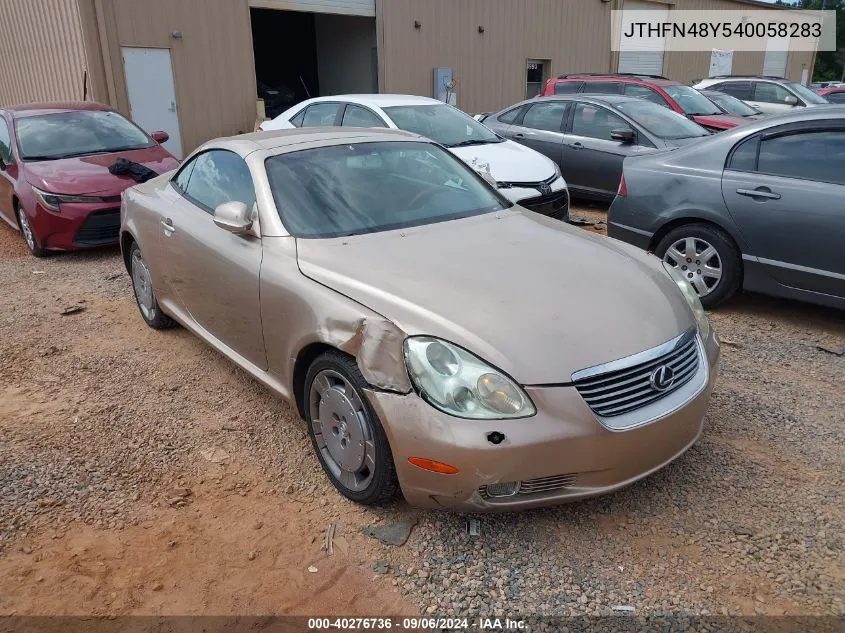 2004 Lexus Sc 430 VIN: JTHFN48Y540058283 Lot: 40276736