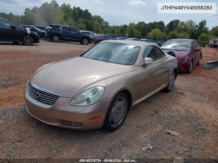 2004 Lexus Sc 430 VIN: JTHFN48Y540058283 Lot: 40276736