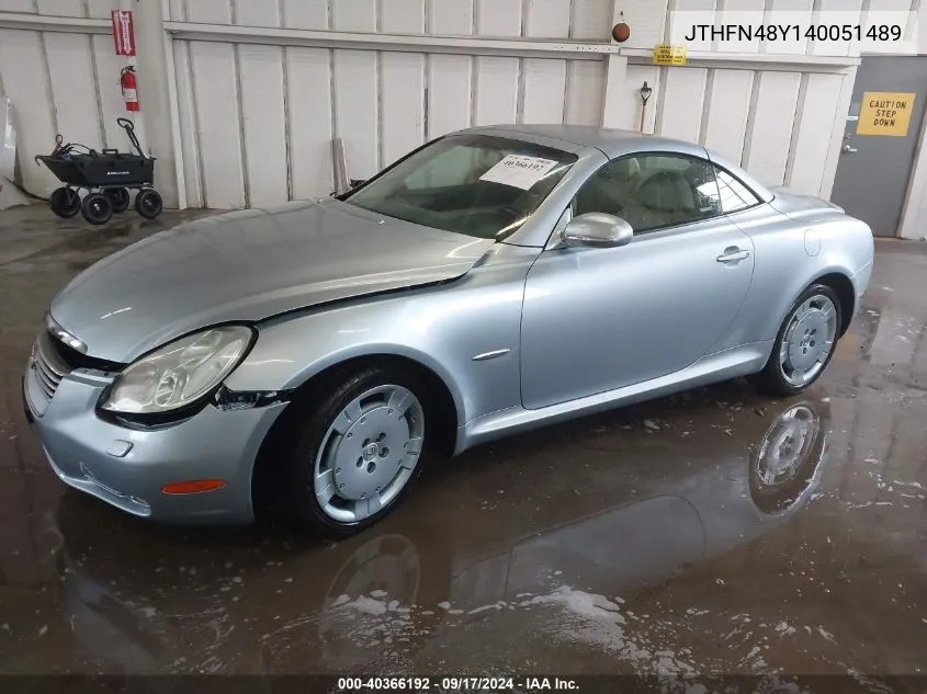 2004 Lexus Sc 430 VIN: JTHFN48Y140051489 Lot: 40366192